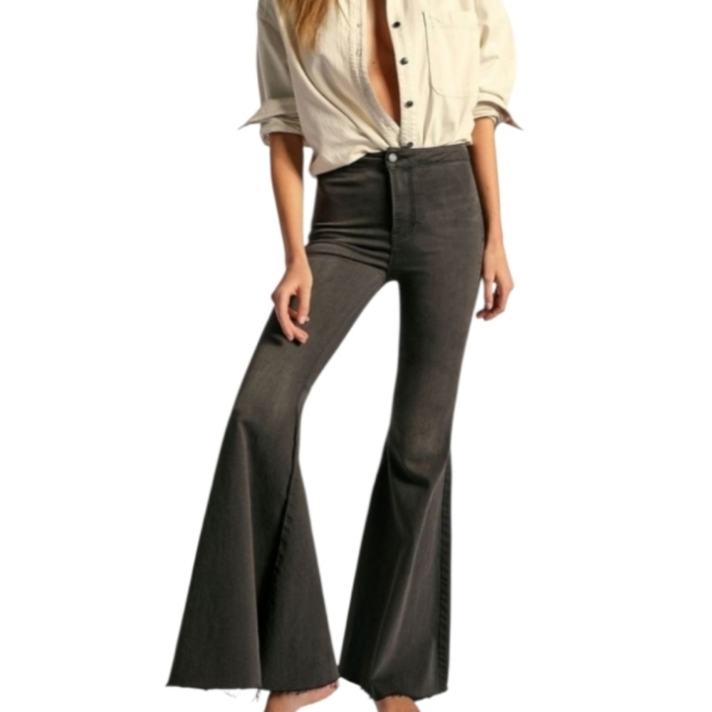 Free People Float On By High-Rise Flare Jeans - Picture 1 of 12